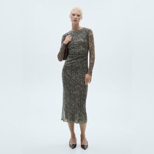 Mango animal print mesh dress NWT